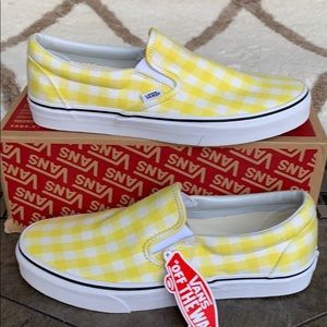 VANS CLASSIC SLIP ON GINGHAM BLAZING YELLOW MEN’S